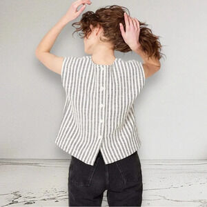 NWT NO.6 IZZY TOP Tulum Stripe Cream & Black Size S